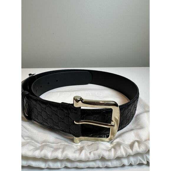 Authentic New Gucci Leather Belt Size 85 Black - Picture 1 of 5